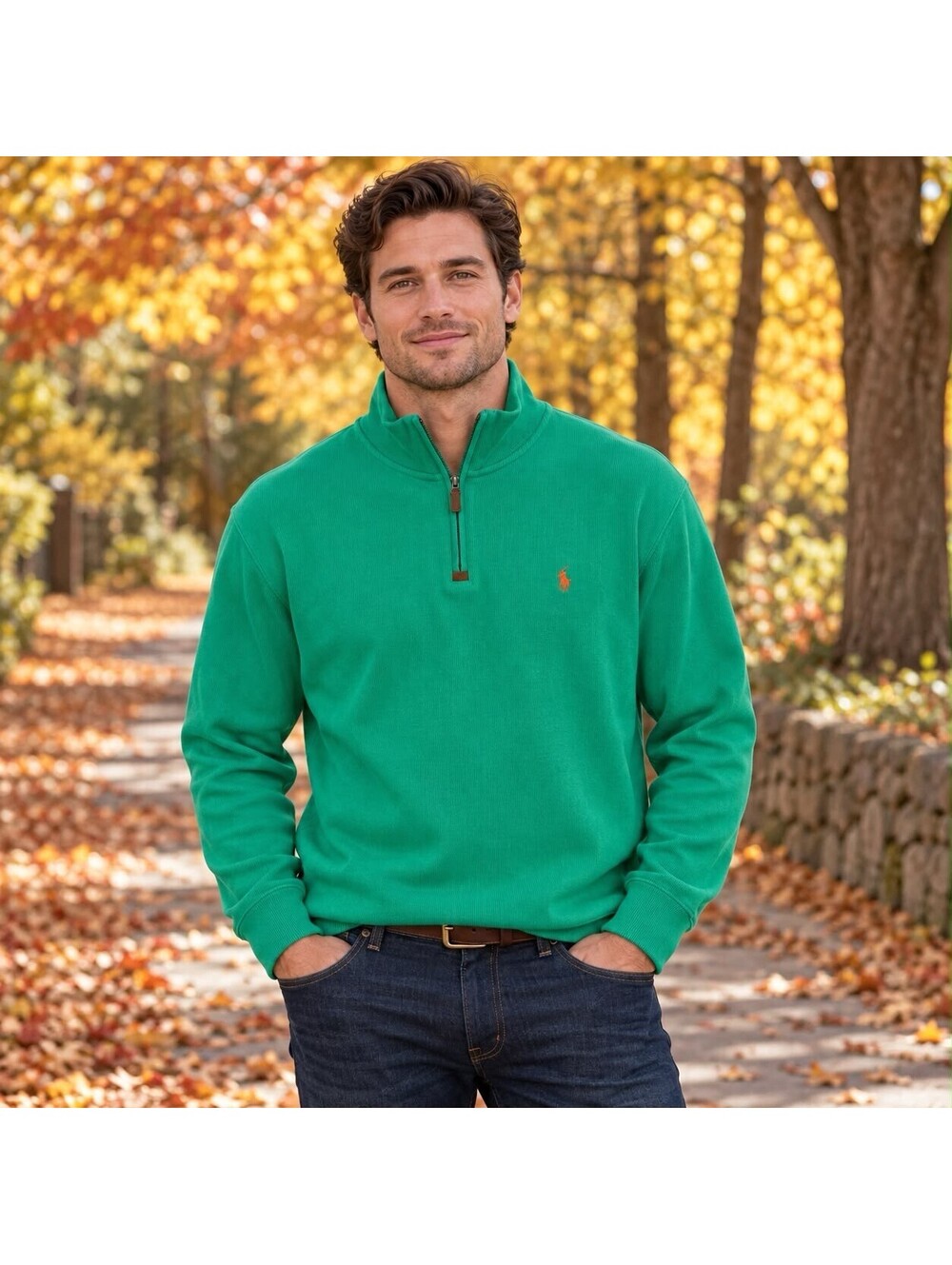 Polo Ralph Lauren Men’s Green 100% Cotton Quarter Zip XXL TTG